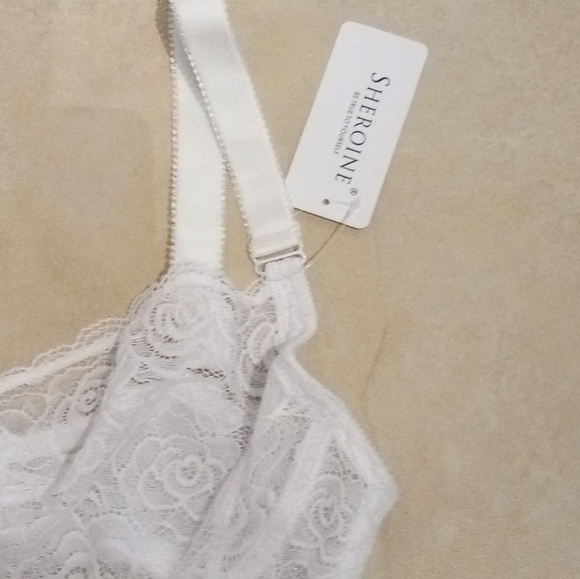 NWT Gorgeous White Lace Underwire Non Padded Diamond Bra Size 38D - Picture 4 of 7
